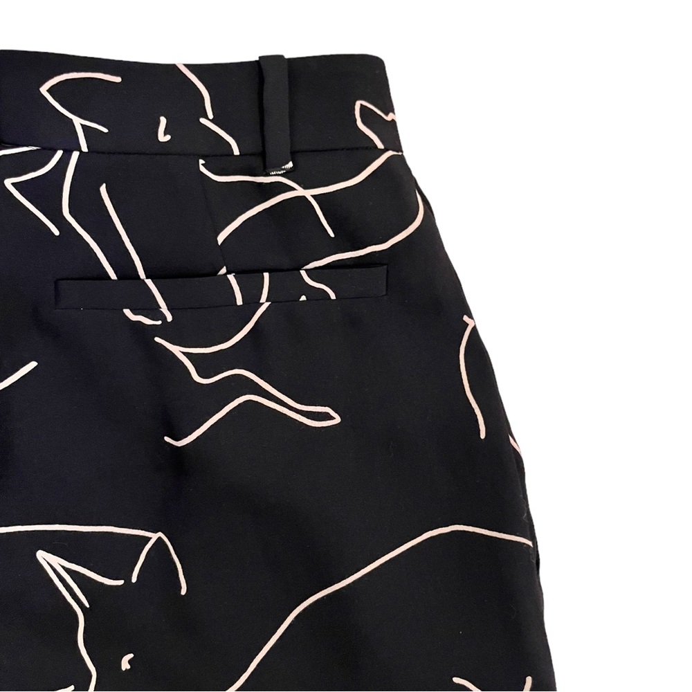 Babaton Pants Fox Print Sz 2 Black Tan Classic Baggy Fit‎ Tapered Leg Aritzia - Picture 9 of 16